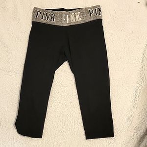 PINK - black yoga pants